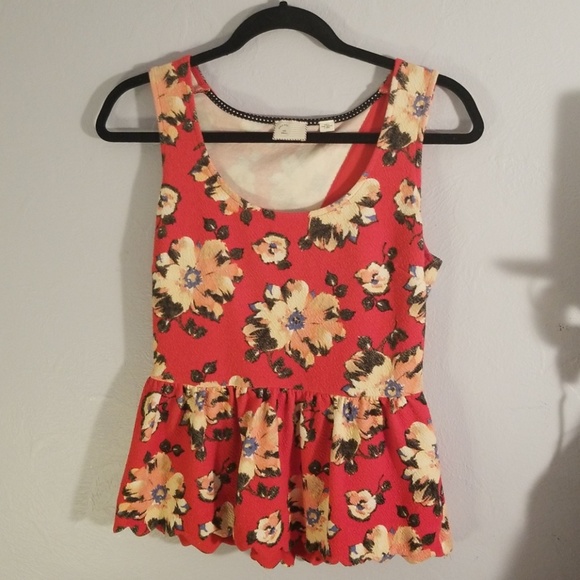 Anthropologie Tops - Anthropologie🌻 Floral Peplum Top with Back Cutout